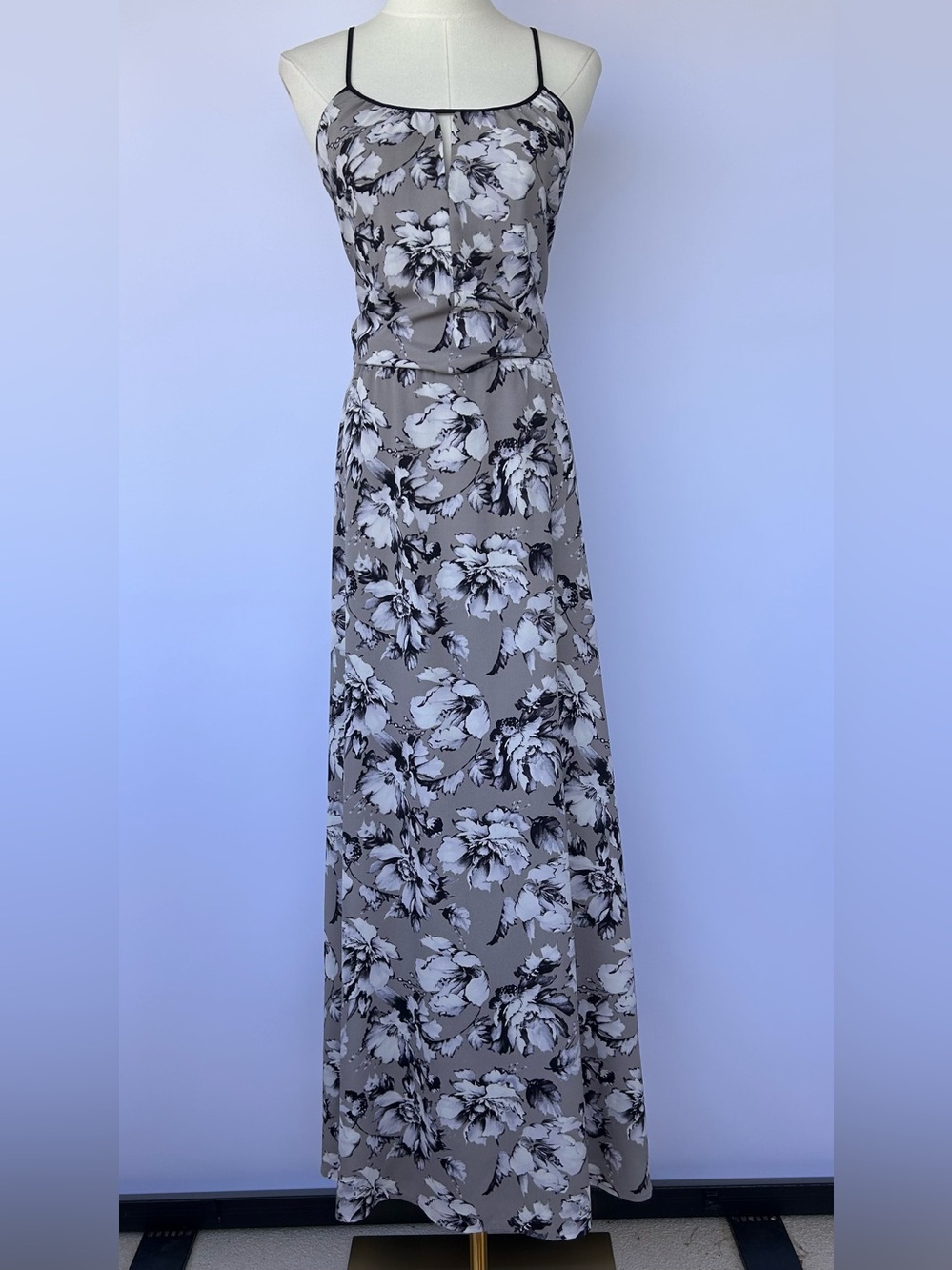 Victoria’s Secret‎ Floral Maxi Slip Dress Gray/Black/White Monochrome Size XL